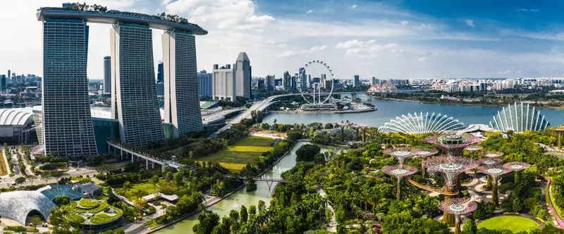 View of Marina Bay Sands and Gardens by the Bay in Singapore